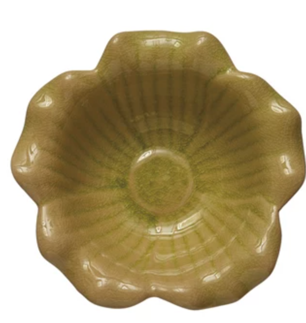 Debossed Stoneware Flower Bowl