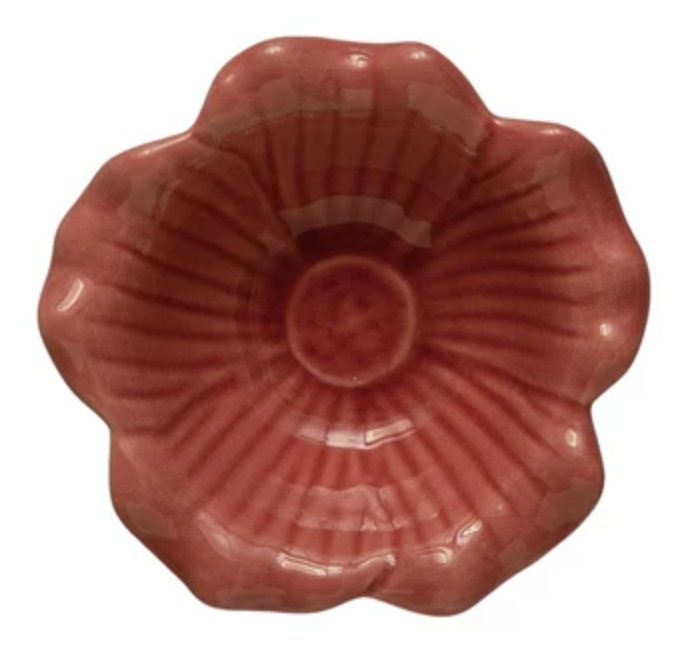 Debossed Stoneware Flower Bowl