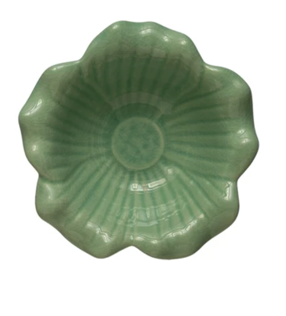 Debossed Stoneware Flower Bowl