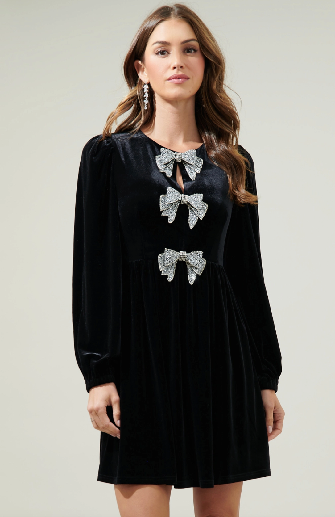 Glow Bow Velvet Dress