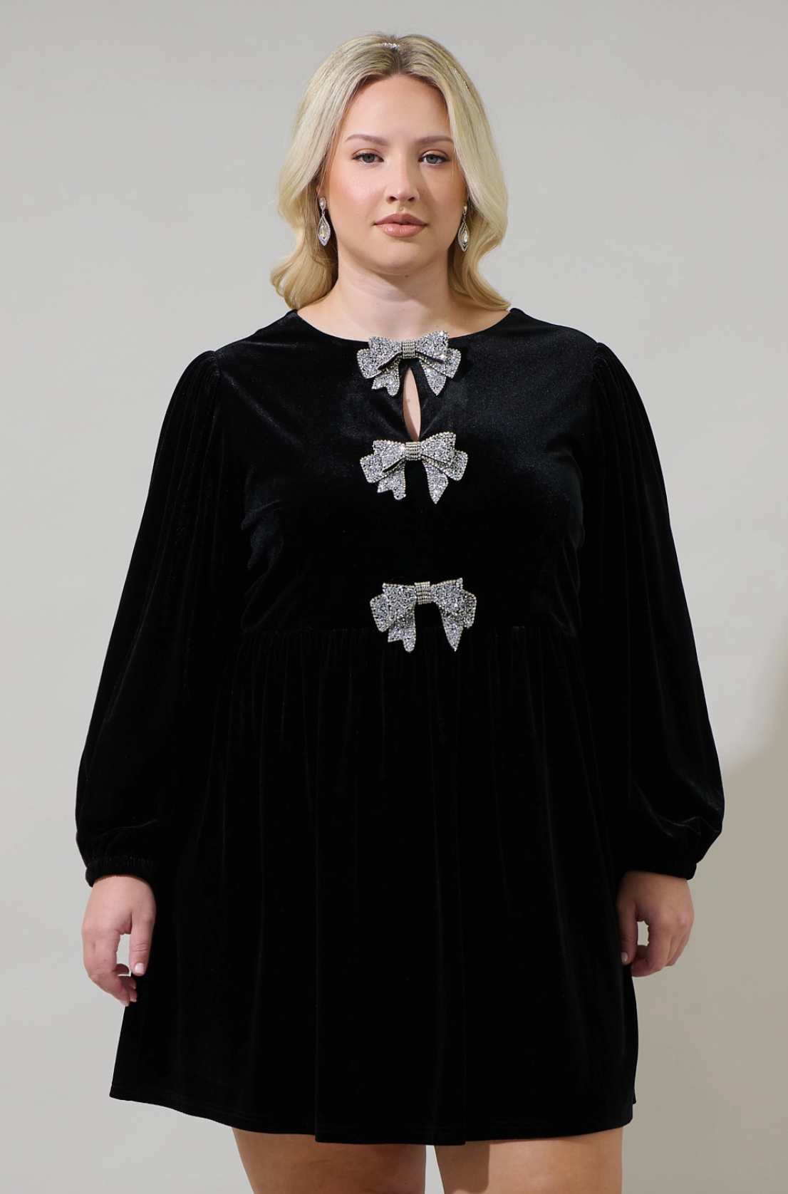 Glow Bow Velvet Dress