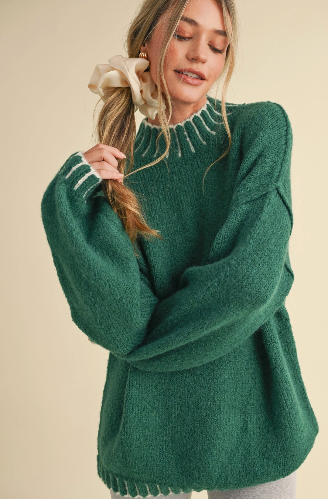 Oversized Mock Neck Pullover Sweater