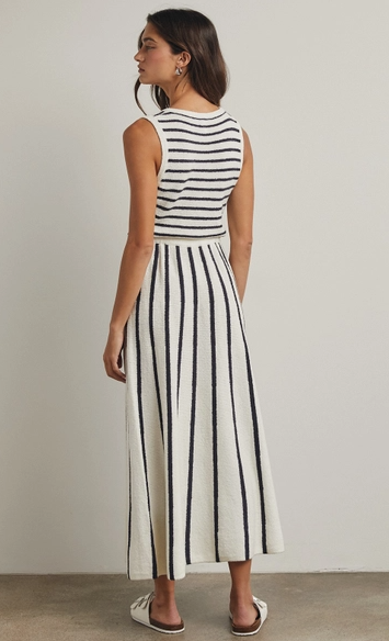 Striped Knit Sweater Midi Dress