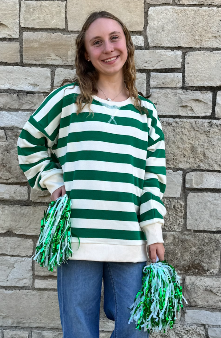 Oversized Stripe French Terry Pullover