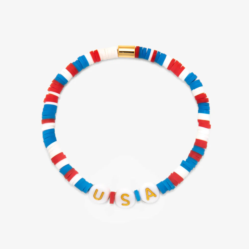 USA Vinyl Disc Stretch Bracelet-gold