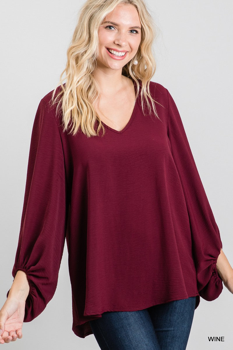 Draped Bubble Sleeve Top