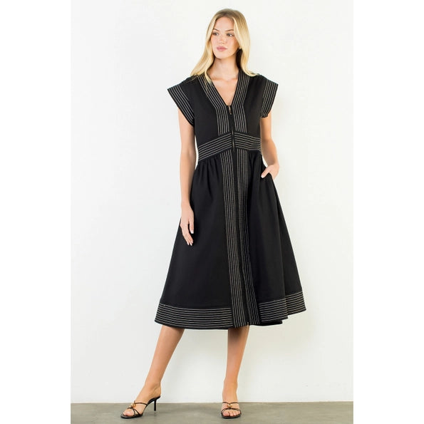 Short Sleeve Zipper Dress