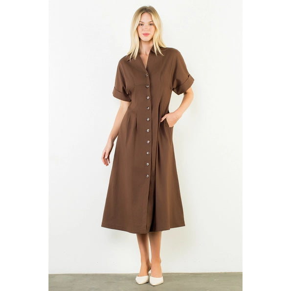 Short Sleeve Button Down Dress