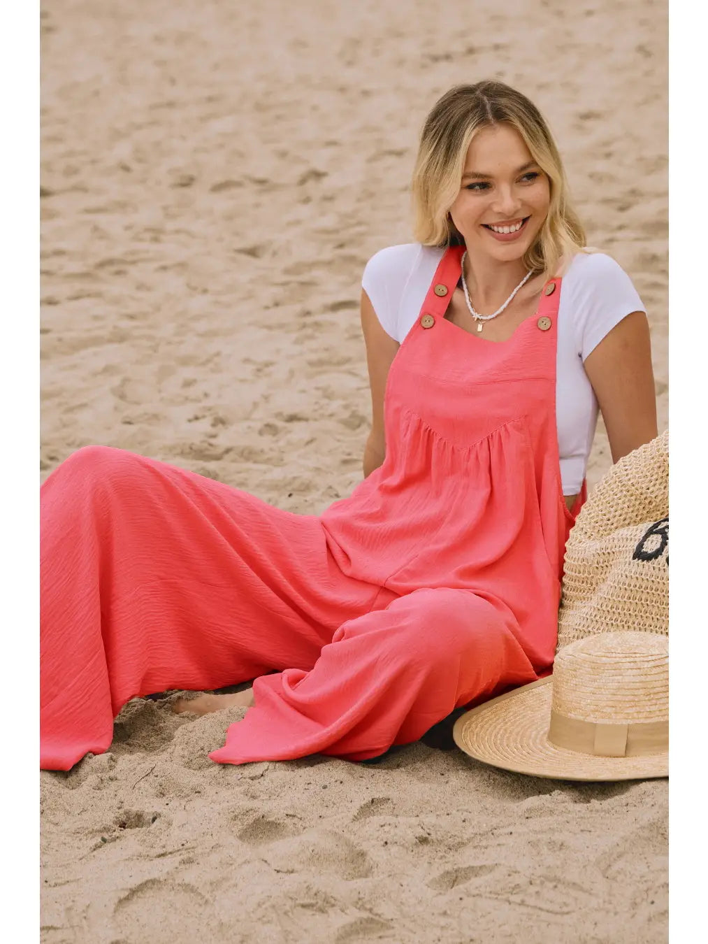 Solid Button Sling Jumpsuit