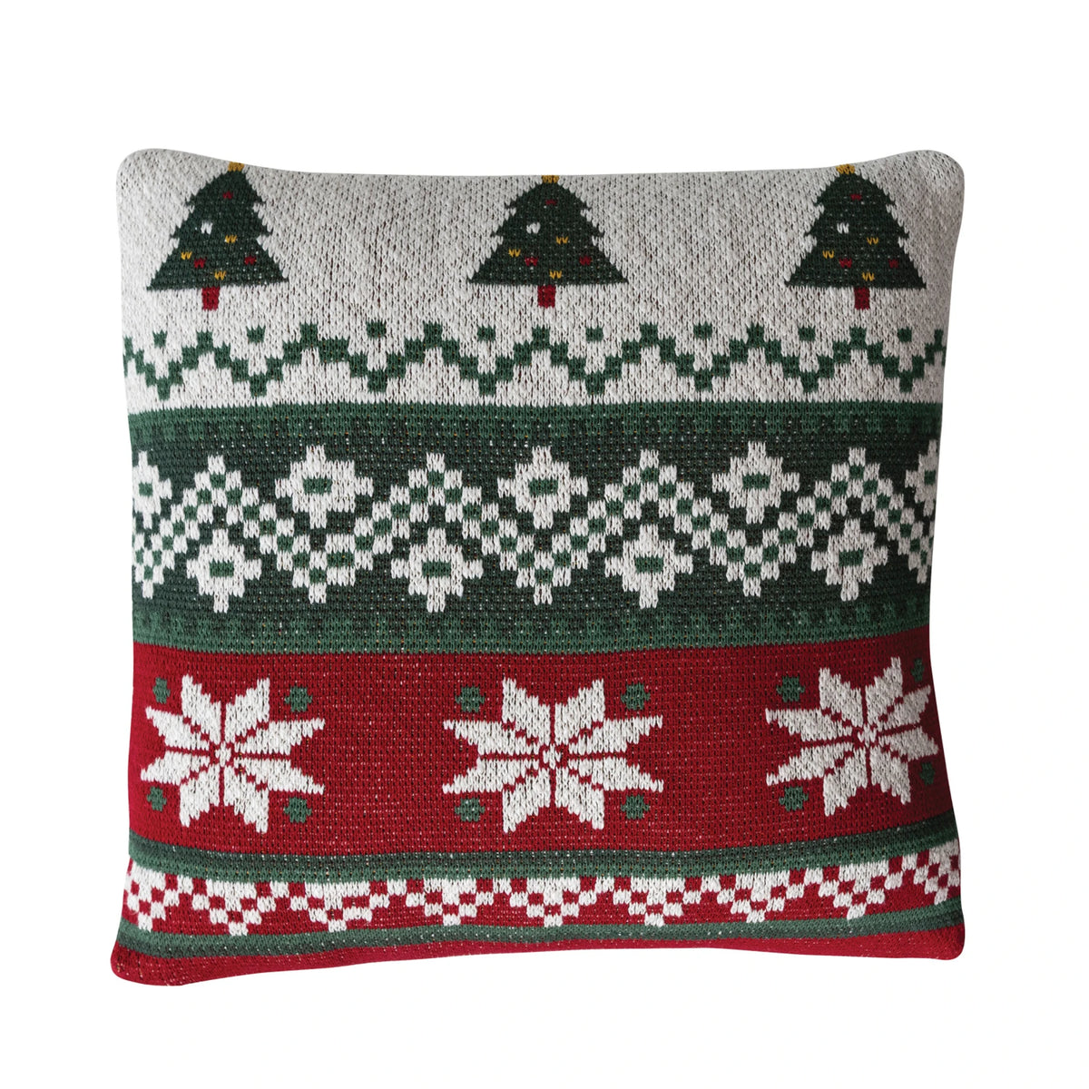 Knit Pillow with Trees/Poinsettias
