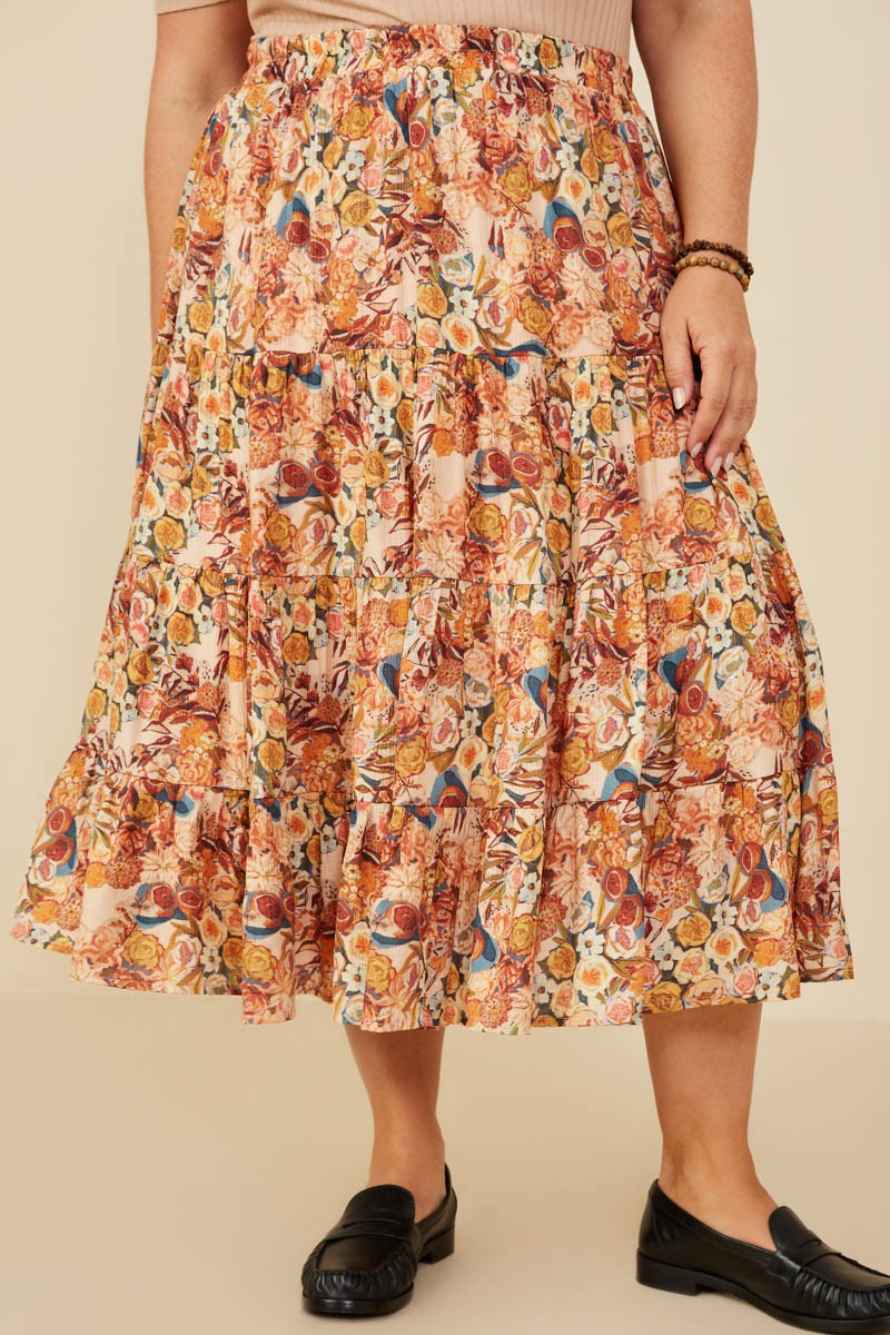 Fall Floral Skirt-Plus