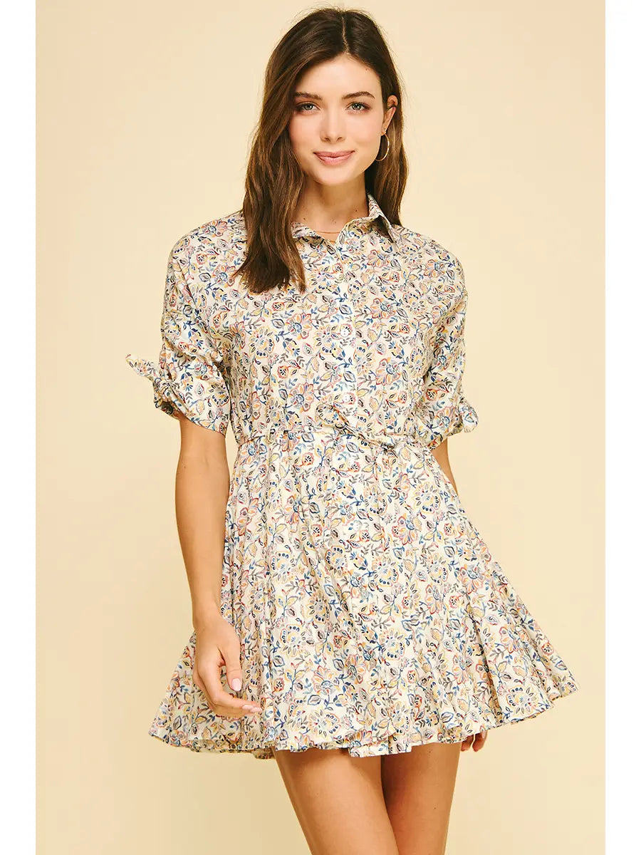 Floral Button Down Mini Dress