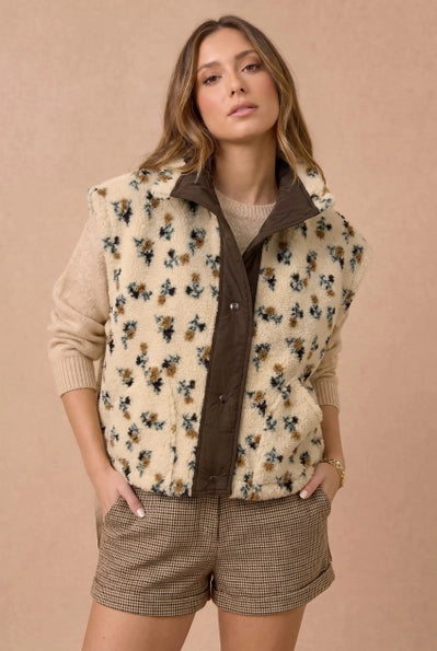 Floral Sherpa Boxy Fit Vest