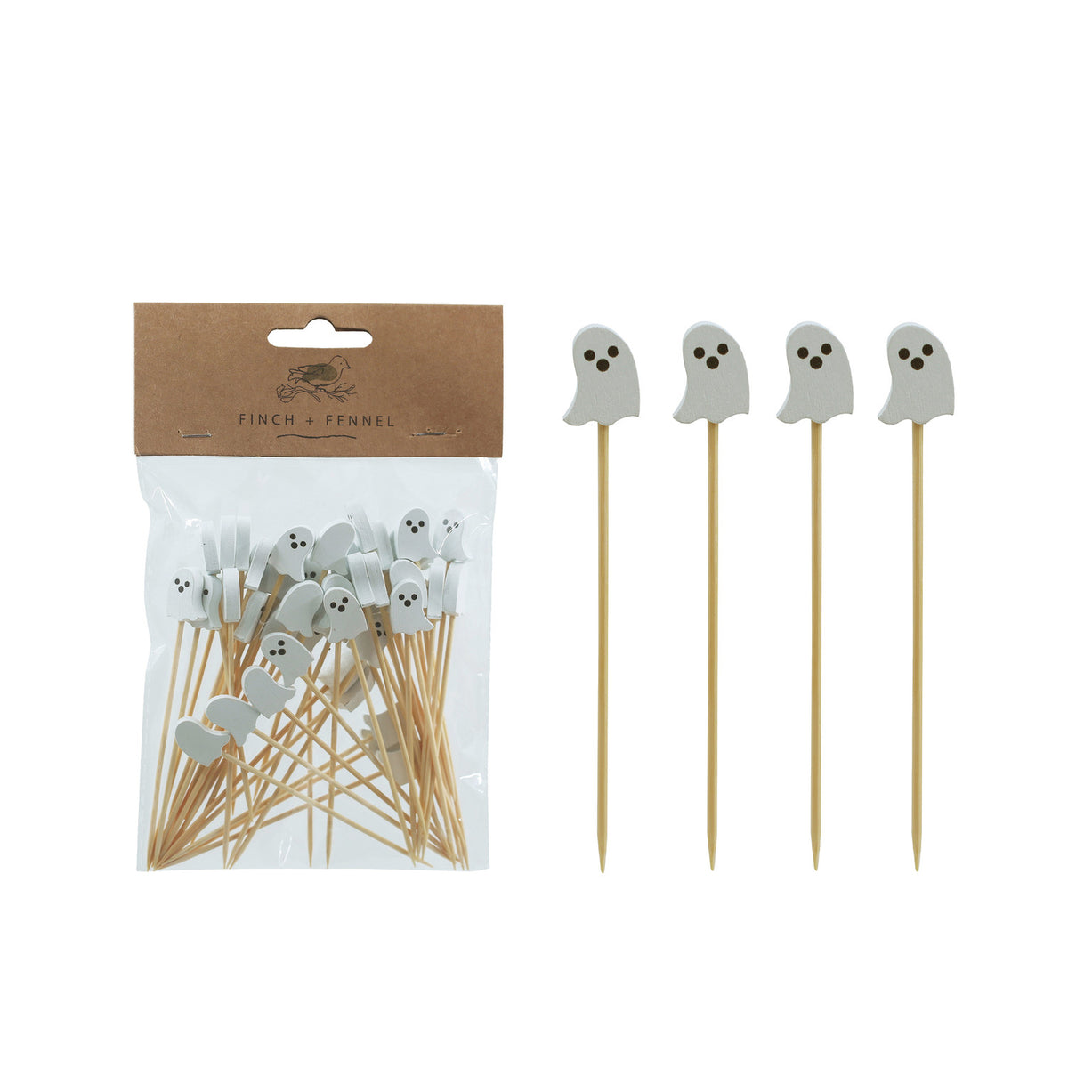 Bamboo Single Use Ghost Shaped Picks