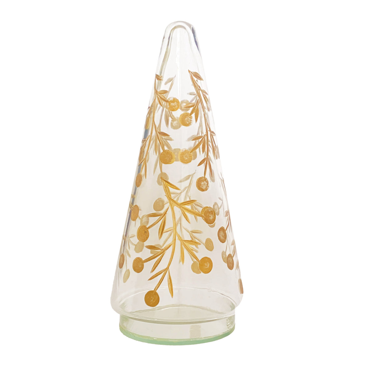 Hand Painted Glass Tree-Gold Berries