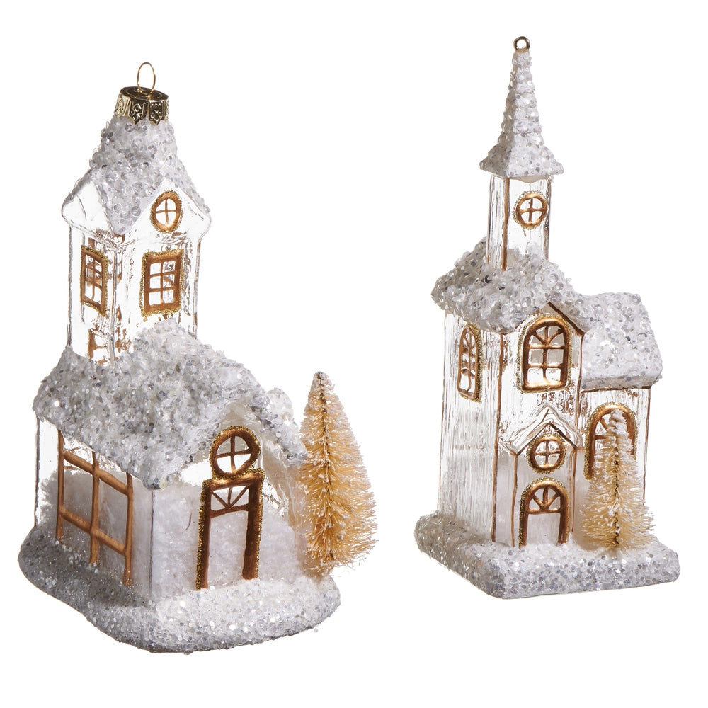 White Gold Church Ornament
