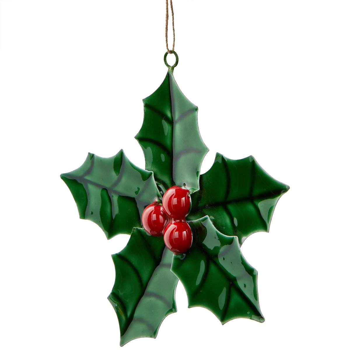 Holly Enamel Ornament