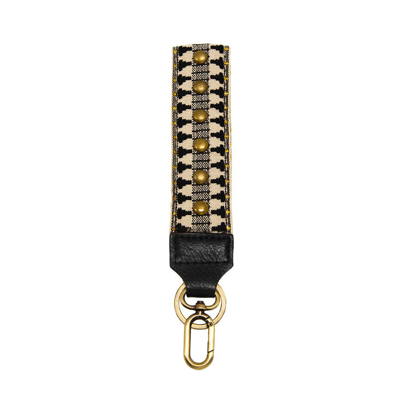1.5&quot; Black Studded Wristlet Keychain