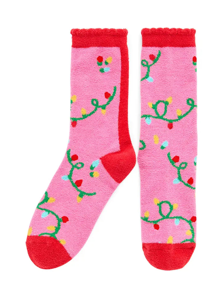 String Lights Pink Socks