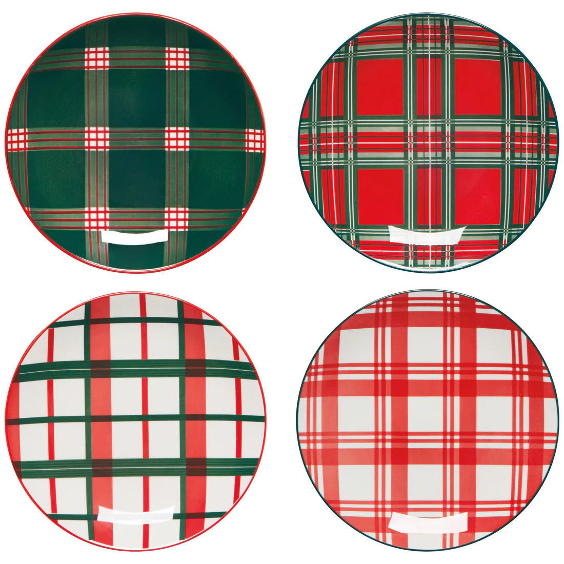 Holiday Plaid Appetizer Christmas Plates