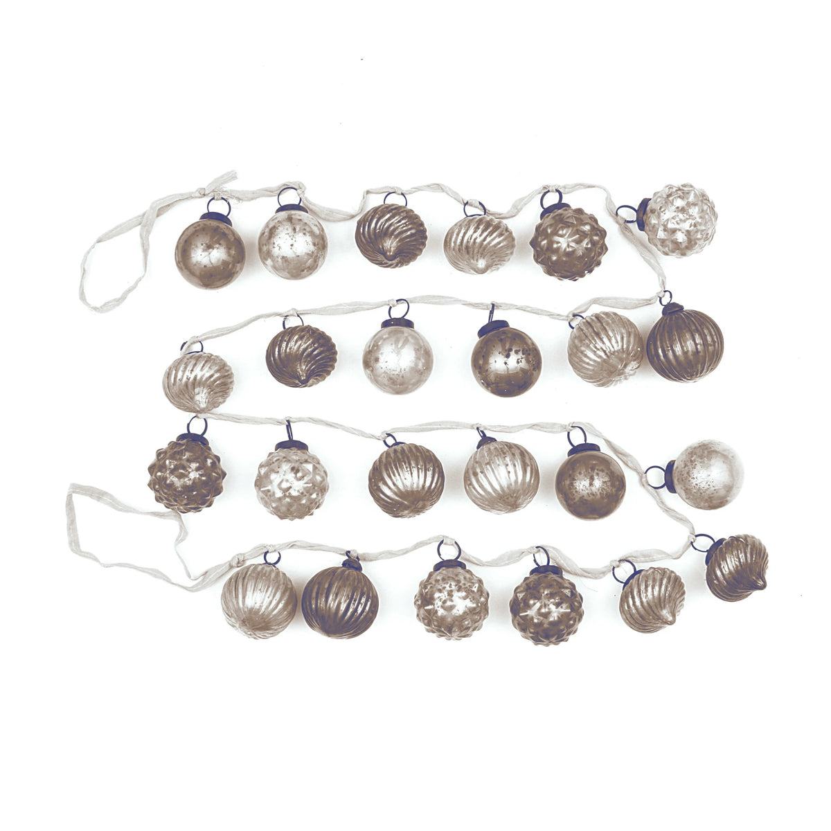 Mercury Glass Ornament Garland Taupe/Cream