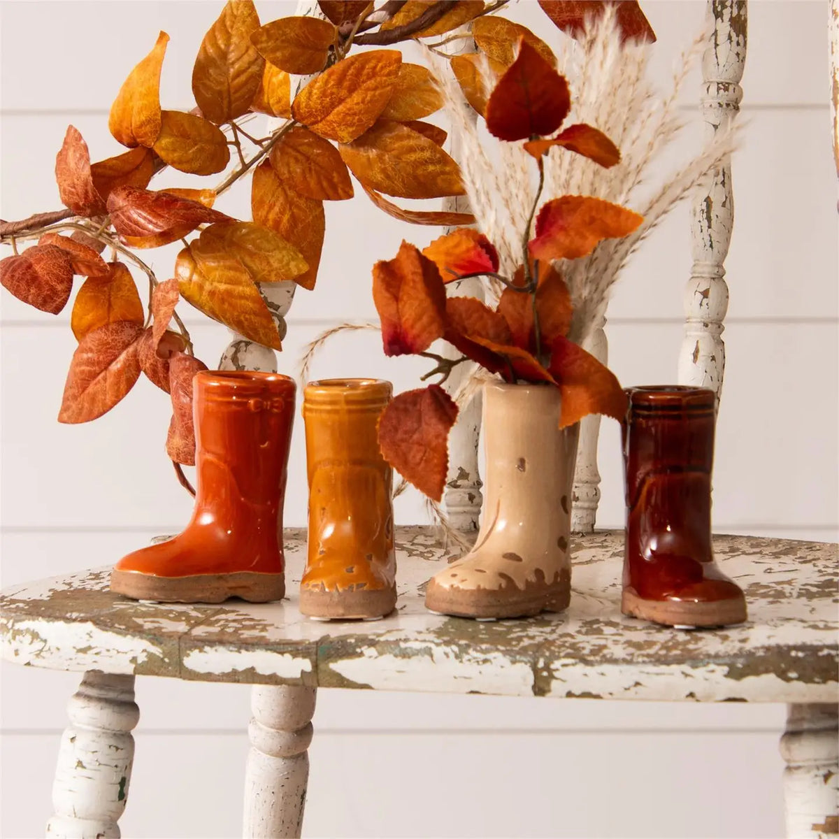 Mini Boot Vases in Earthy Tones