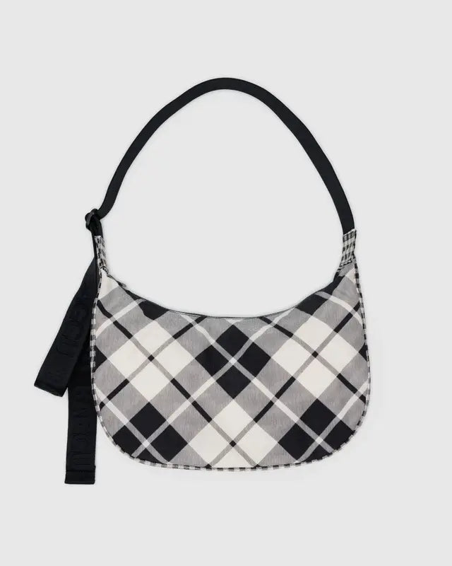 Medium Nylon Crescent Bag - Mixed Plaid