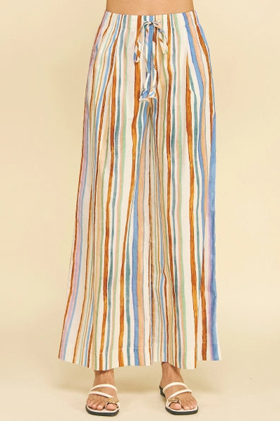 Multi Color Stripe Wide Leg Pants