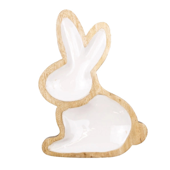 Bunny Divided Natural/White Serving Dish