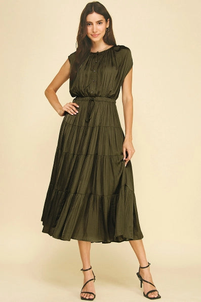 Cap Sleeve Tiered Midi Dress
