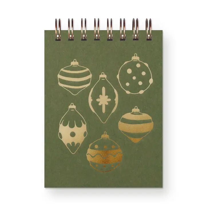 Gold Holiday Ornament Mini Jotter Notebook