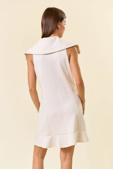 Point Collar Front Zip-Up Mini Dress