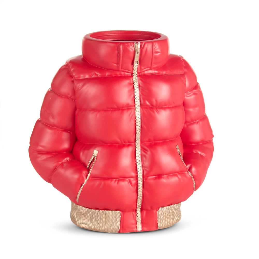 Red Puffer Jacket Vase