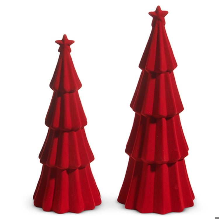 Red Tiered Flocked Trees