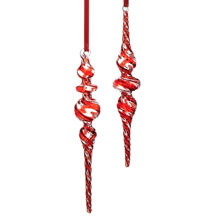 9" Peppermint Swirl Finial Ornament