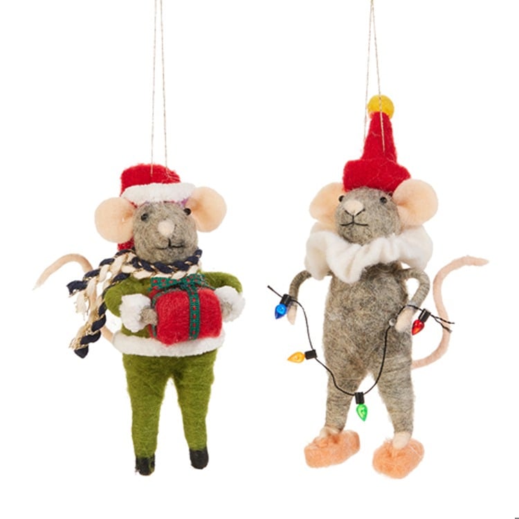 6" Christmas Mouse Ornament