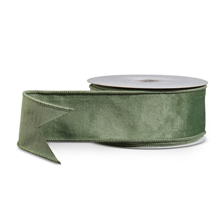2.5&quot; X 10 Yds Green Velvet Wired Ribbon