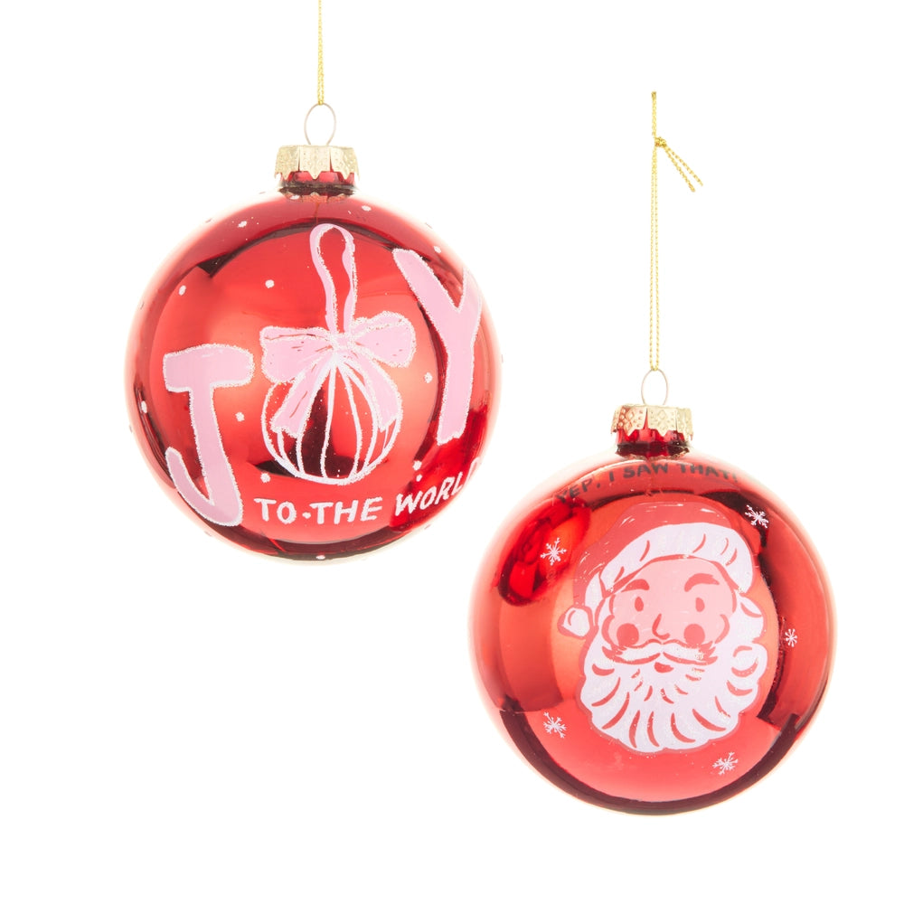 Red and Pink Christmas Ball Ornament