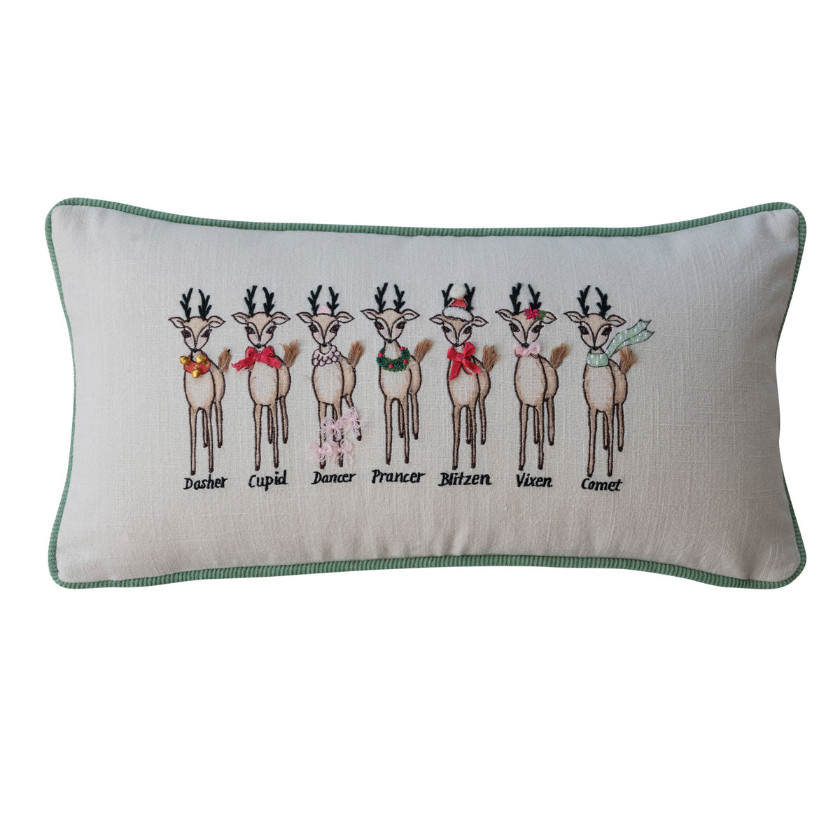 Printed Lumbar Pillow w/Reindeer