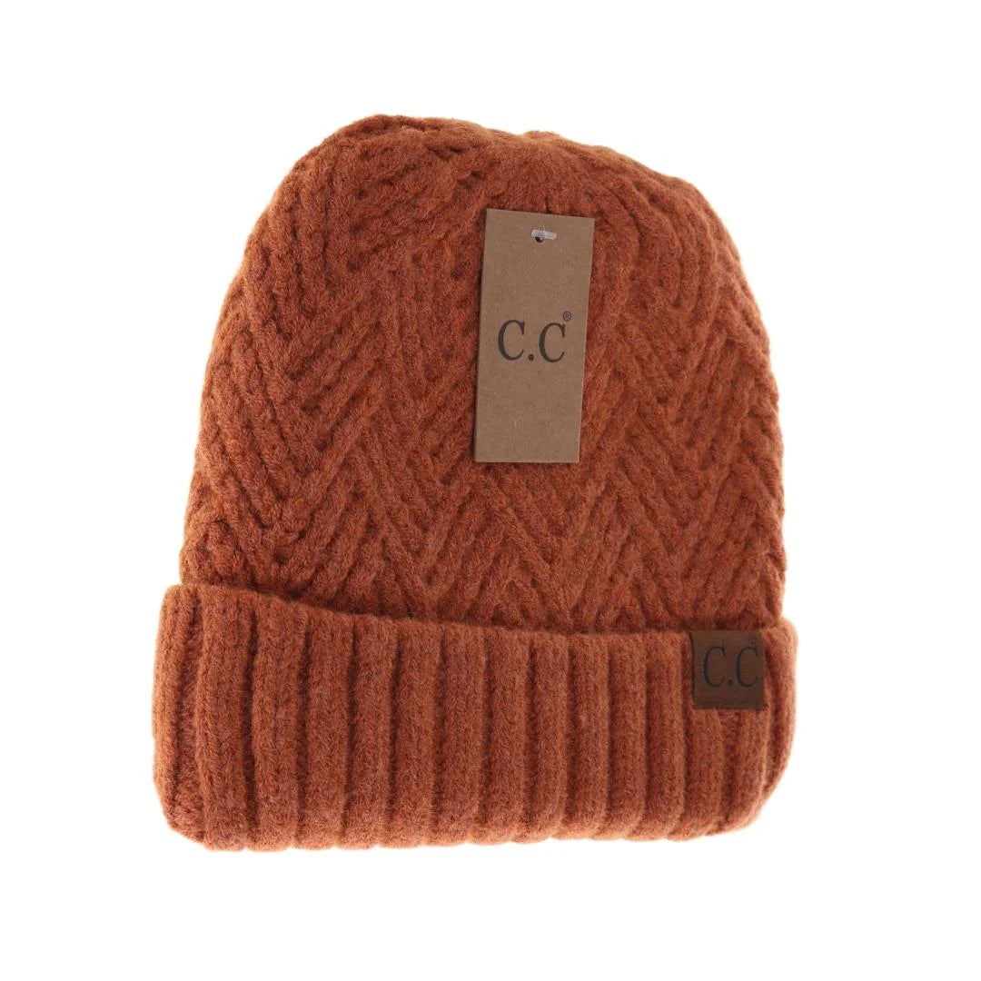 Fuzzy Lined Crisscross Knit Beanie