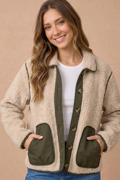 Loose Fit Sherpa Fleece Jacket