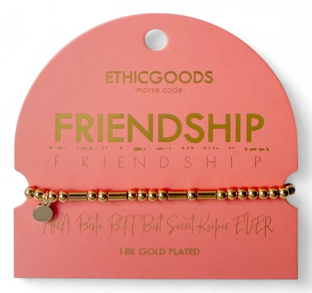Morse Code Gold Beaded Bracelet-FRIENDSHIP