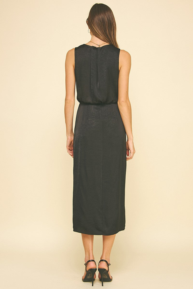 Silky Side Slit Midi Dress