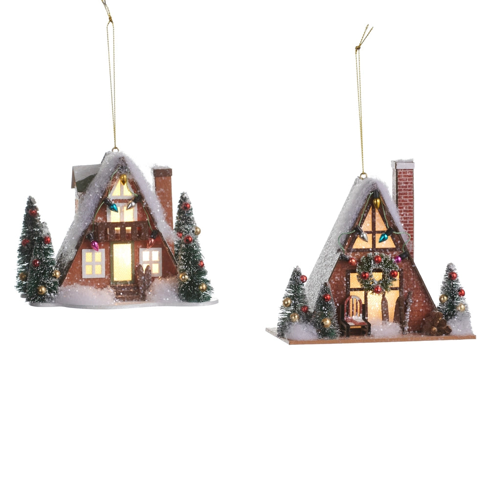 Ski Lodge Lighted Orament