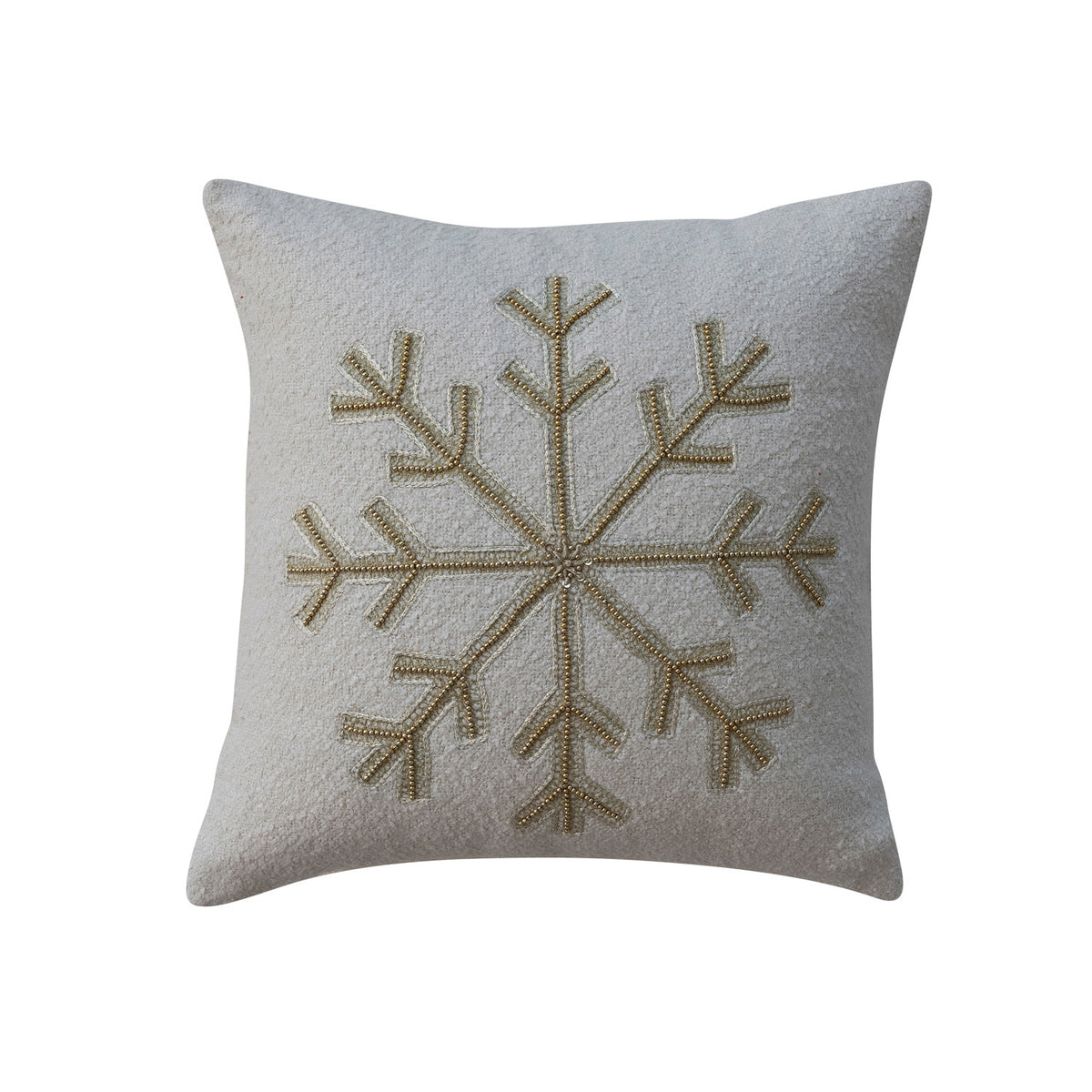 Beaded and Embroidered Snowflake Pillow