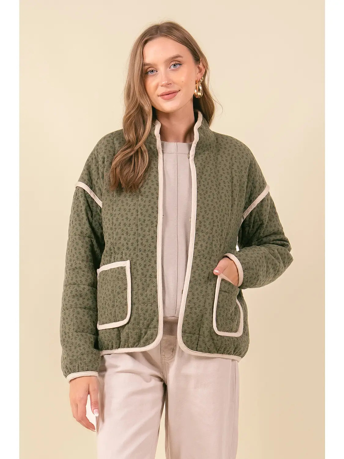 Cotton Floral Quilted Coat