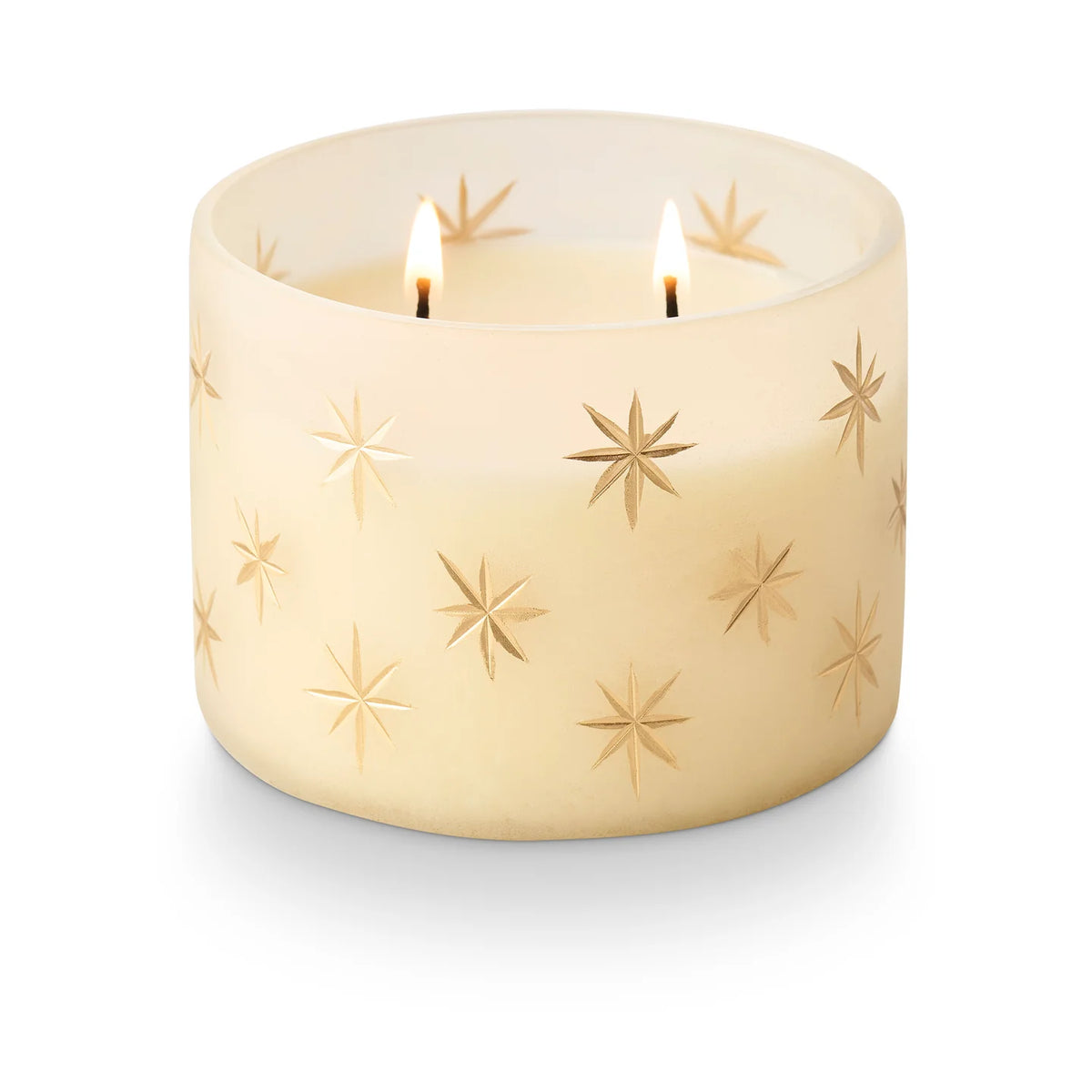 Winter Frosted Star Glass Candle