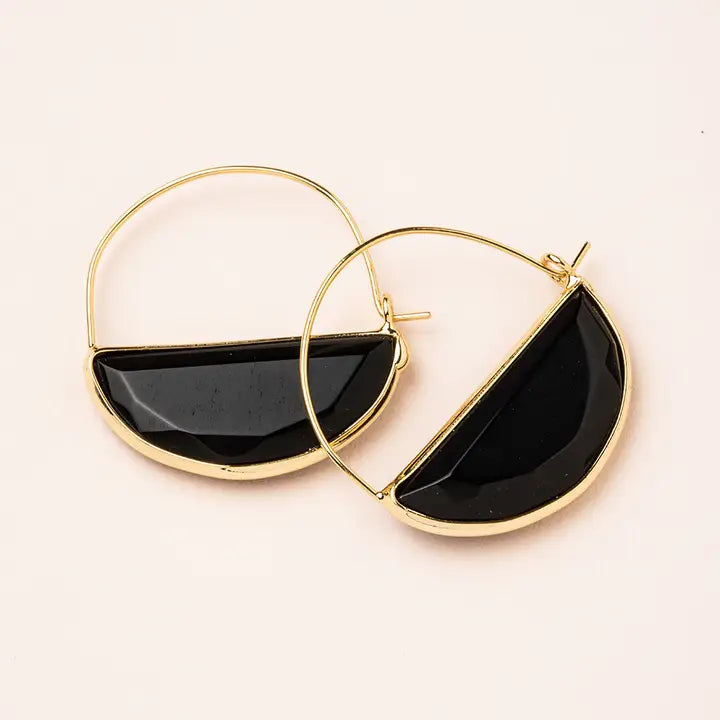 Stone Prism Hoop -Black Spinel/Gold