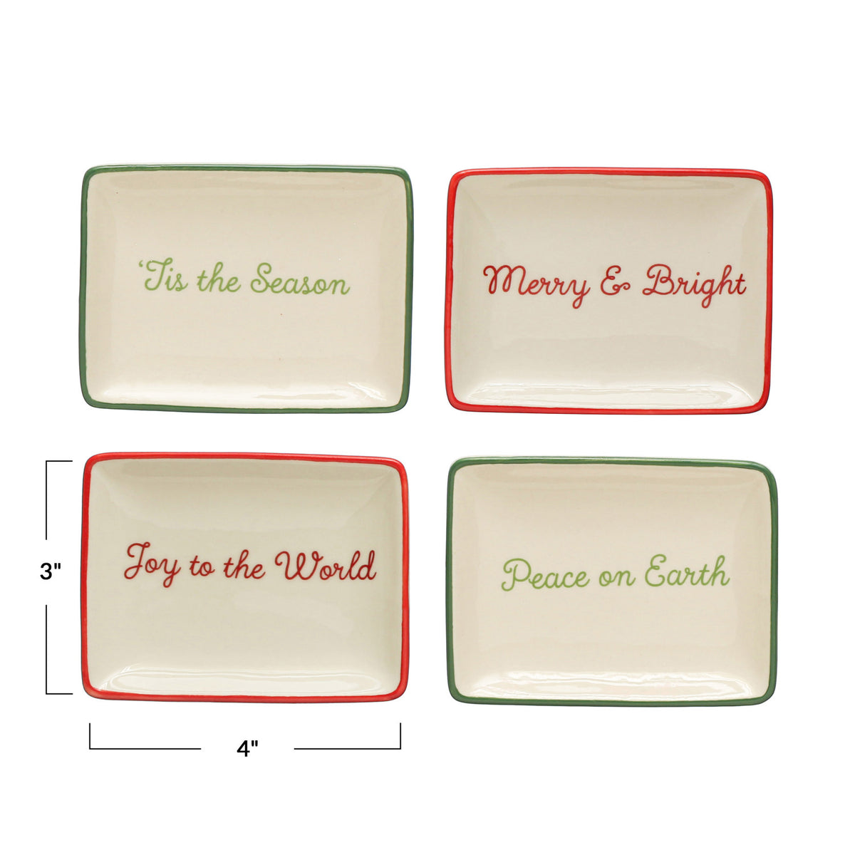 Stoneware Dish w/Holiday Words