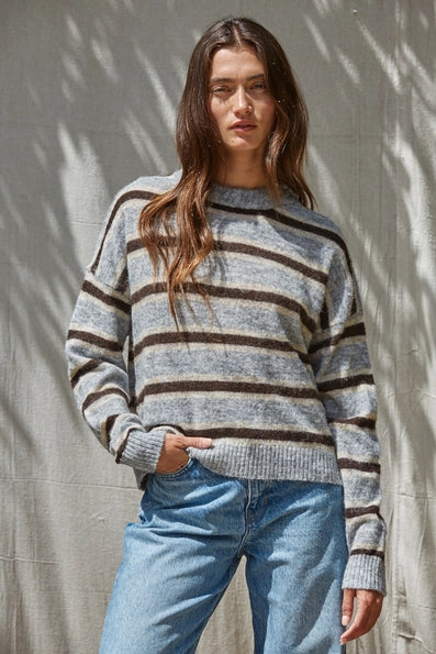 Striped Cozy Crew Sweater